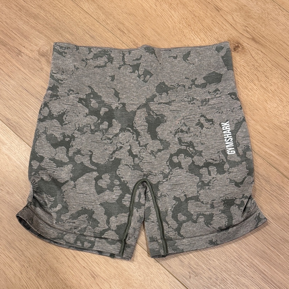 Gymshark Gray and Green Patterned Shorts